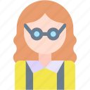 girl, nerd, geek, glasses, pigtails, user