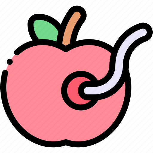 Rotten, worm, apple, fruit, food, organic icon - Download on Iconfinder