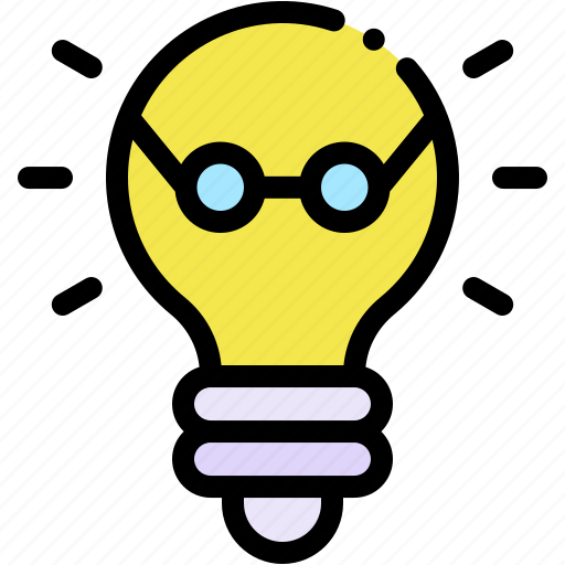 Geek, hobbies, nerd, light, bulb, glasses, education icon - Download on Iconfinder