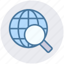 communication, glass, globe, magnifier, magnifying, search, world