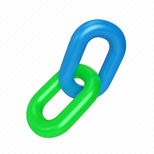 Hyperlink, illustration, chain, link, address, blue, green 3D illustration - Download on Iconfinder