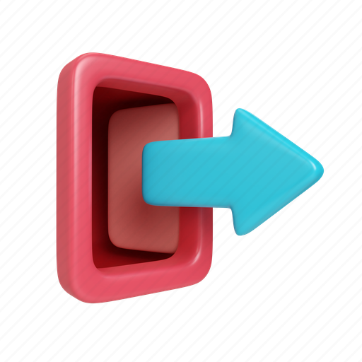 Logout, illustration, quit, exit, door, arrow, account 3D illustration - Download on Iconfinder