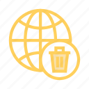 delete, global, globe, trash, world