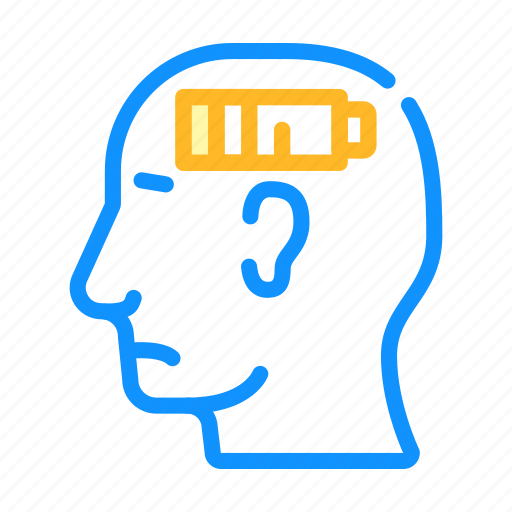 Lack, strength, neurosis, low, battery, brain icon - Download on Iconfinder