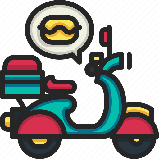 Delivery, food, motorcycle, scooter, fast, work from home, service icon - Download on Iconfinder
