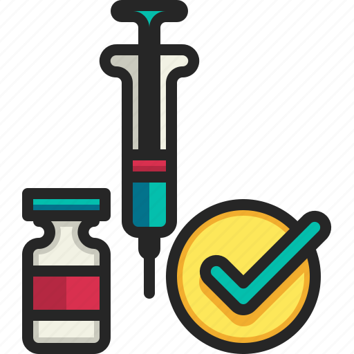 Medicine, serum, antivirus, syringe, vaccines, coronavirus, approve icon - Download on Iconfinder