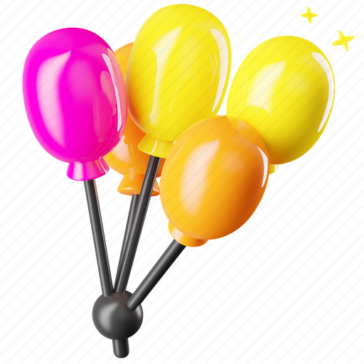 Balloons, party, decoration, balloon, birthday, happy, holiday 3D illustration - Download on Iconfinder