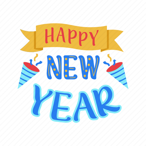 Happy new year, greeting, text, card, celebration, new year eve, new year icon - Download on Iconfinder