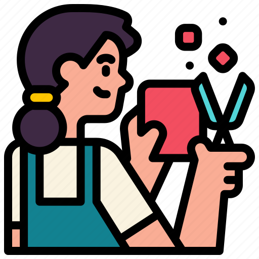 Crafting, diy, paper, scissors, woman icon - Download on Iconfinder