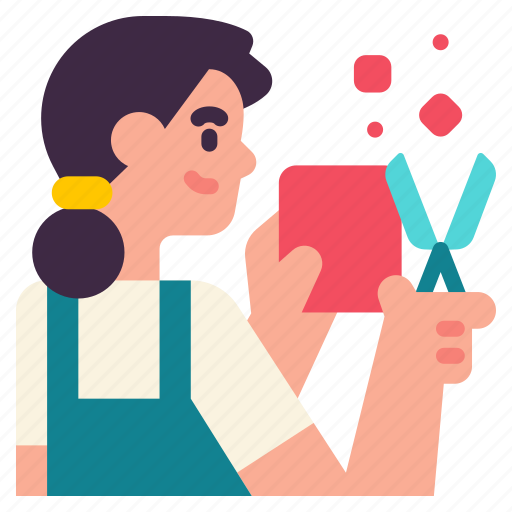 Crafting, diy, paper, scissors, woman icon - Download on Iconfinder