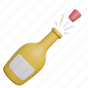 champagne, front, alcohol, drink, bottle, wine, glass