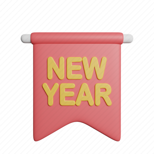 New, year, banner, front, flag 3D illustration - Download on Iconfinder