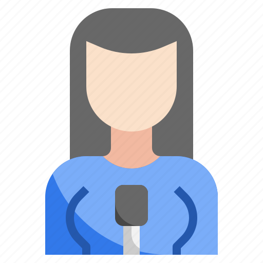 Journalist, woman, professions, jobs, news, report, female icon - Download on Iconfinder