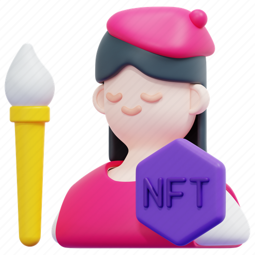 Artist, nft, non, fungible, token, blockchain, crypto 3D illustration - Download on Iconfinder
