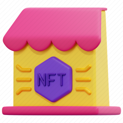 Shop, nft, non, fungible, token, blockchain, crypto 3D illustration - Download on Iconfinder