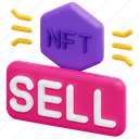 sell, nft, non, fungible, token, blockchain, crypto, digital, 3d 