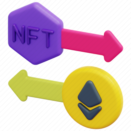 Trade, nft, non, fungible, token, blockchain, crypto 3D illustration - Download on Iconfinder