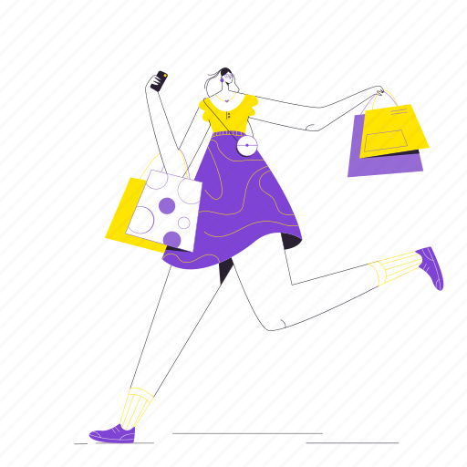 Happy, shopping, ecommerce, shop, bag, buy, store illustration - Download on Iconfinder