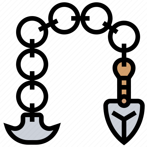 Chained, gusari, manriki, weapon, weight icon - Download on Iconfinder