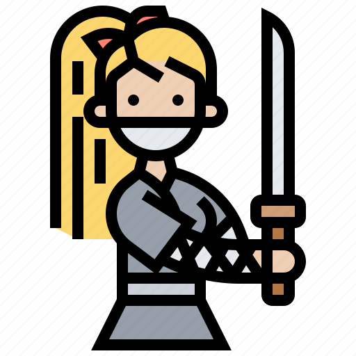 Fighter, girl, martial, ninja, sword icon - Download on Iconfinder