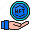 nft, hand, non, fungible, token, cryptocurrency, coin 