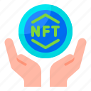 nft, coin, non, fungible, token, cryptocurrency, hand