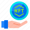 nft, hand, non, fungible, token, cryptocurrency, coin