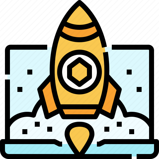 Rocket, launch, laptop, token, nft, non fungible token icon - Download on Iconfinder