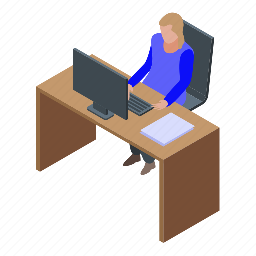 Business, cartoon, computer, desktop, hand, isometric, notary icon - Download on Iconfinder