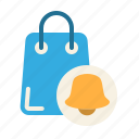 shopping cart, bag, bell, notification, alert, alarm, sound 