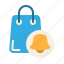 shopping cart, bag, bell, notification, alert, alarm, sound 