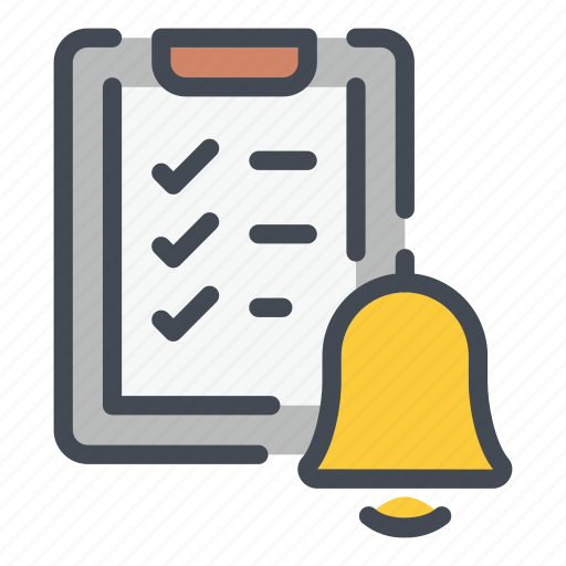 Bell, alarm, notification, checklist, taskboard, clipboard icon - Download on Iconfinder