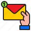 email, notification, alert, hand, mail 