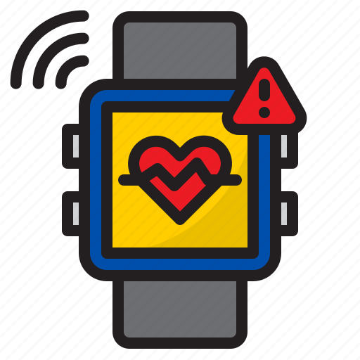 Smartwatch, notification, heart, rate, warning, alert icon - Download on Iconfinder