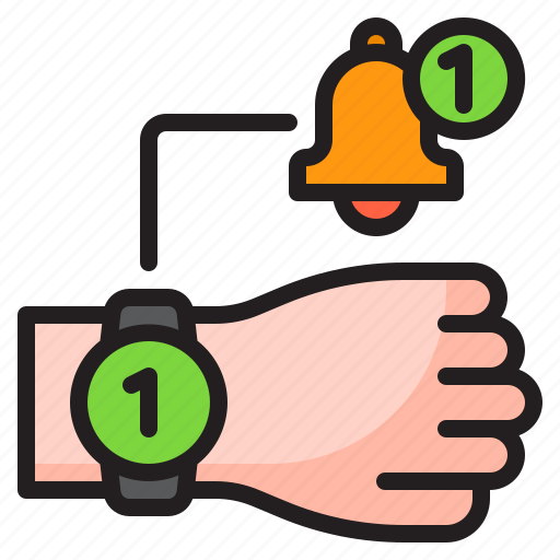 Smartwatch, notification, ring, hand, bell icon - Download on Iconfinder