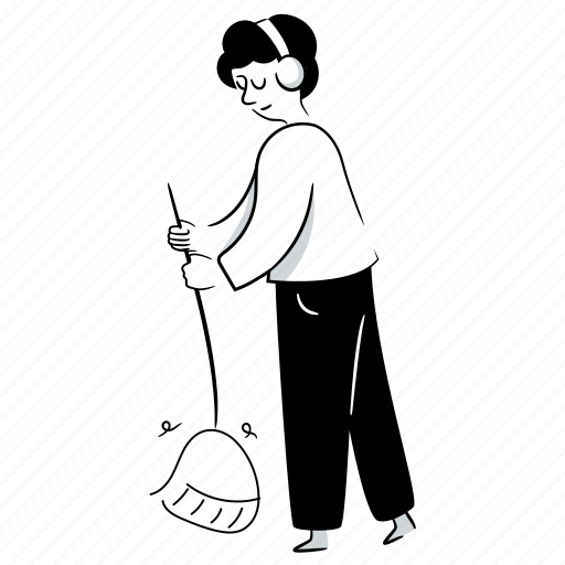Avatars, characters, cleaning, housekeeping, clean, broom, sweep illustration - Download on Iconfinder