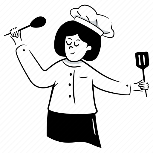 Food, occupation, job, woman, chef, cooking, cook illustration - Download on Iconfinder