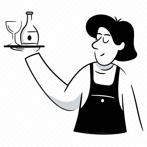 Food, service, restaurant, woman, people, person, waitress illustration - Download on Iconfinder