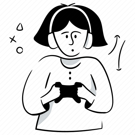 Games, gaming, video, game, woman, controller, device illustration - Download on Iconfinder