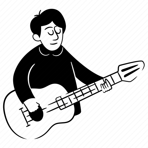 Multimedia, music, entertainment, guitar, instrument, acoustic, man illustration - Download on Iconfinder