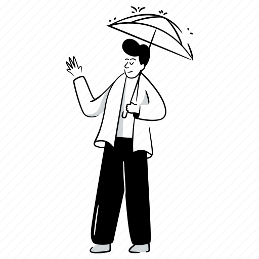 Weather, protection, safety, umbrella, rain, raining, man illustration - Download on Iconfinder