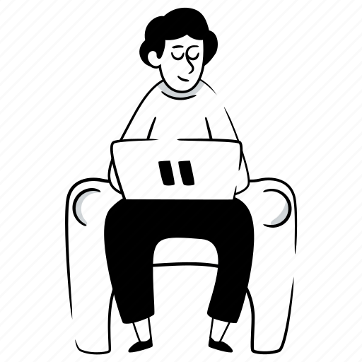 Workspace, laptop, computer, armchair, electronic, device, remote illustration - Download on Iconfinder