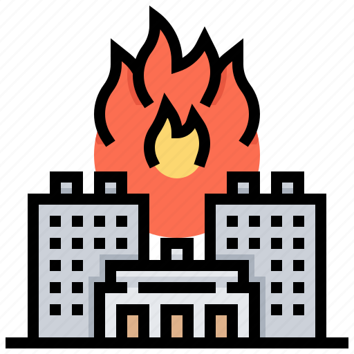 Building, city, damage, fire, flame icon - Download on Iconfinder