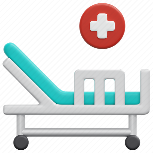 Bed, hospital, healthcare, medical, equipment, illness, 3d 3D illustration - Download on Iconfinder