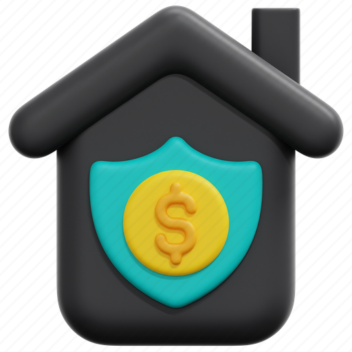 Retirement, home, nursing, house, shield, money, 3d 3D illustration - Download on Iconfinder