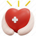 healthcare, heart, love, hands, medical, insurance, caregiver, 3d