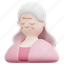 elderly, old, woman, grandmother, user, person, avatar, 3d 