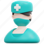 nurse, avatar, man, male, nursing, mask, medical, assistant, 3d 