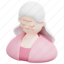 elderly, old, woman, grandmother, user, avatar, person, 3d
