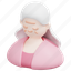 elderly, old, woman, grandmother, user, avatar, person, 3d 
